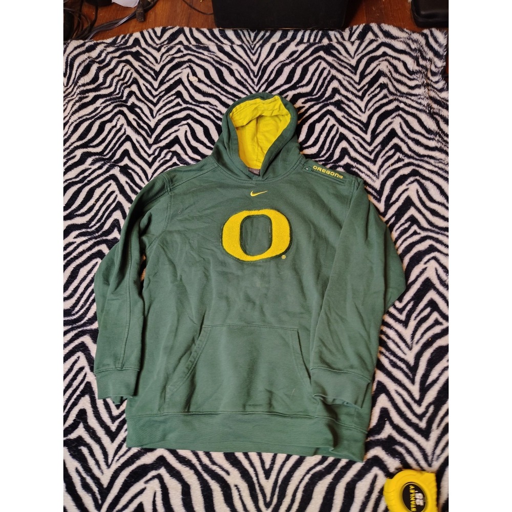 Vintage Y2K Nike Center Swoosh Oregon Ducks Hoodie Sweatshirt Mens‎ Medium Green - Picture 2 of 8